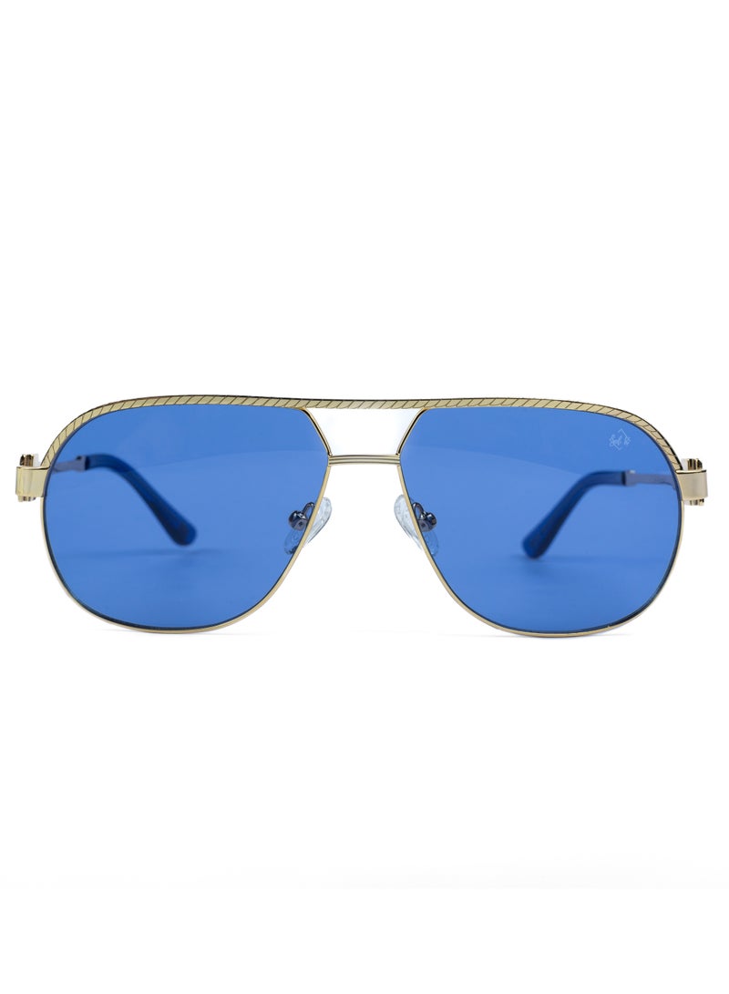 SOL.K Glumo-K Blue Lense Eyewear - Luxurious Gold Frame with Mesmerizing Blue Lenses & 400 UV Protection - Stylish Sunglasses with 1-Year Warranty - Image 1