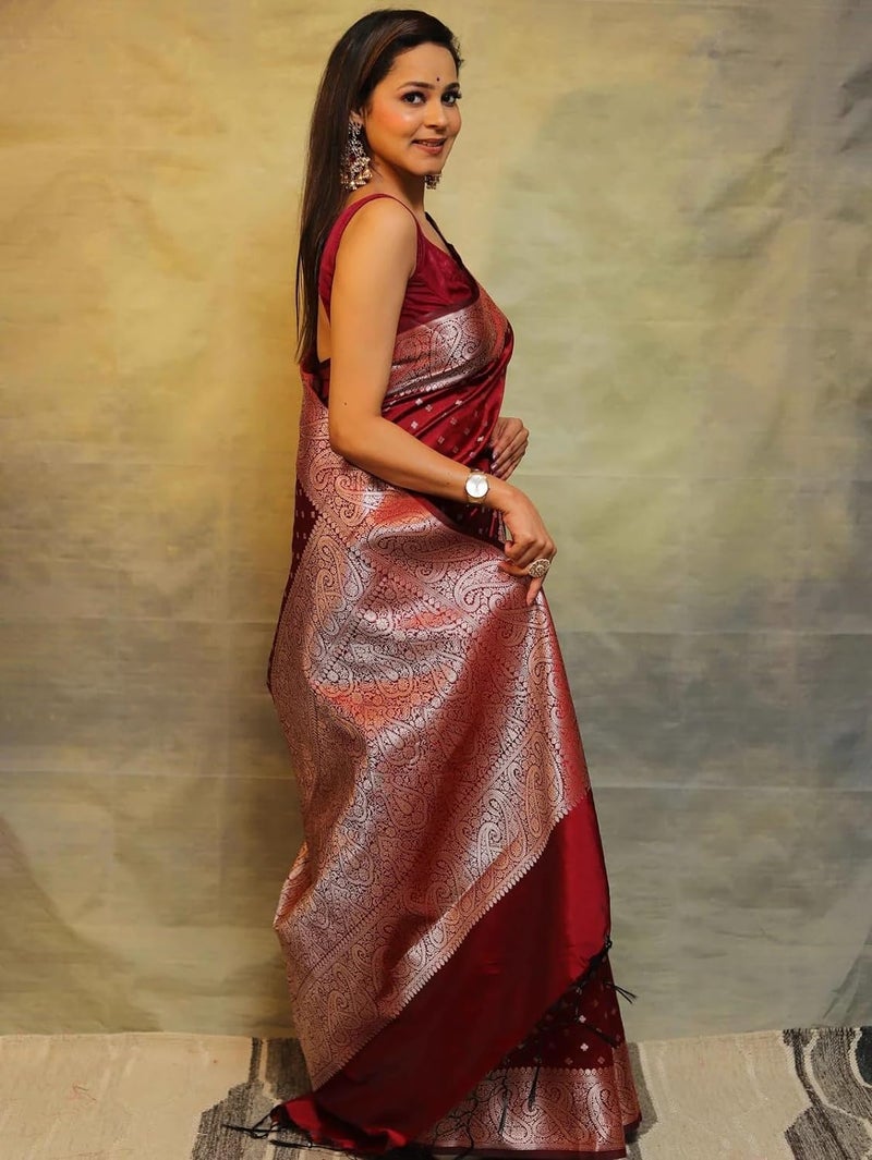 C J Enterprise Women's Banarasi Saree Pure Kanjivaram Silk Saree Soft Design Wear Pattu Sarees Latest Cotton With Blouse Piece for Wedding sadi new ladies 2026 - Image 5