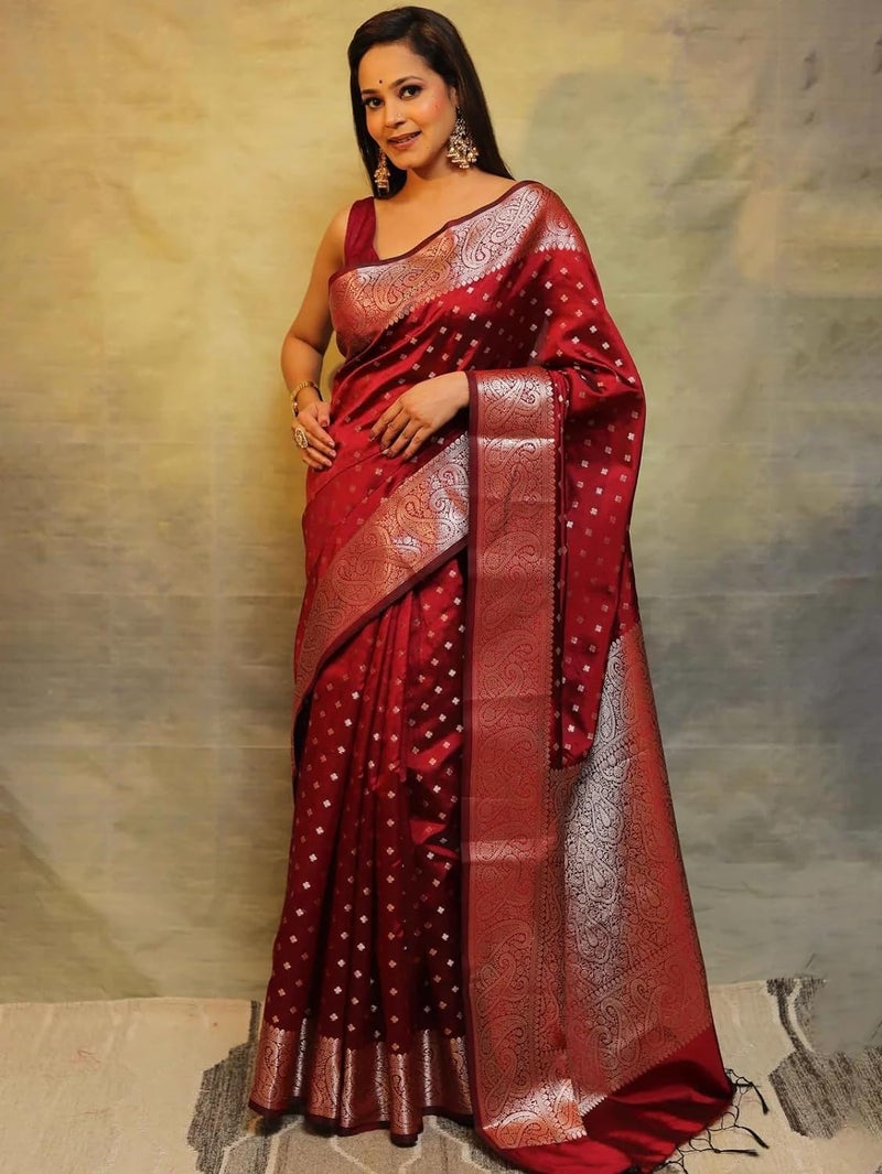 C J Enterprise Women's Banarasi Saree Pure Kanjivaram Silk Saree Soft Design Wear Pattu Sarees Latest Cotton With Blouse Piece for Wedding sadi new ladies 2026 - Image 2