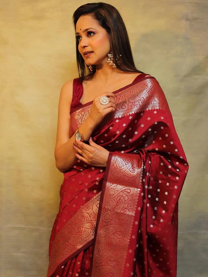 C J Enterprise Women's Banarasi Saree Pure Kanjivaram Silk Saree Soft Design Wear Pattu Sarees Latest Cotton With Blouse Piece for Wedding sadi new ladies 2026 - Image 3