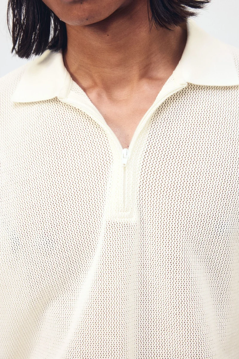 H&M Regular Fit Hole-knit polo shirt