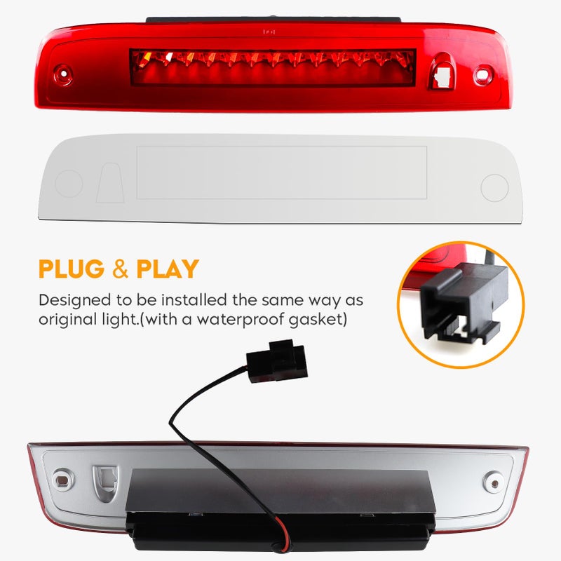 Bomusou LED 3rd Brake Light Assembly High Mount Stop Light Fit for Ford Expedition/Lincoln Navigator (2003-2016) for 923259 7L1Z13A613A 6L1Z13A613AA (Red Lens) - Image 5