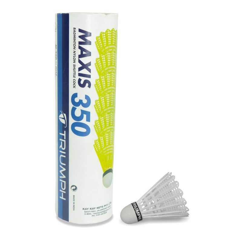 TRIUMPH Nylon Badminton Shuttlecocks, White Badminton Shuttlecock Pack of 6, Stable and Sturdy High Speed MAXIS-350i Badminton Shuttles, Training Shuttlecock for Indoor and Outdoor Sports - Image 1