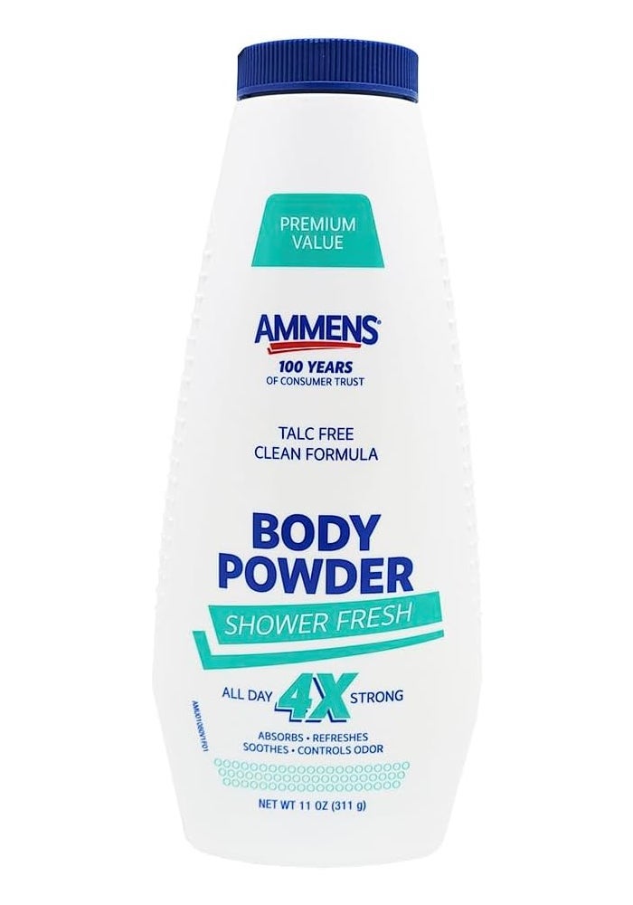 Ammens Medicated Body Powder, Shower Fresh Formula, 11-Ounce Bottles (Pack of 2) - Image 2