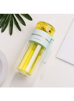 Gift double-layer cup wholesale household portable tea cup high color value water cup tea separation high temperature resistant glass cup Green 350ml
