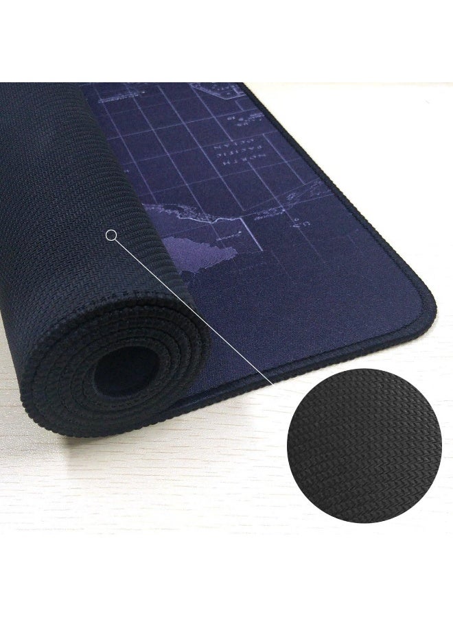 Large, waterproof, non-slip, comfortable mouse pad with high-quality ergonomic design. Perfectly -Black map - Image 2