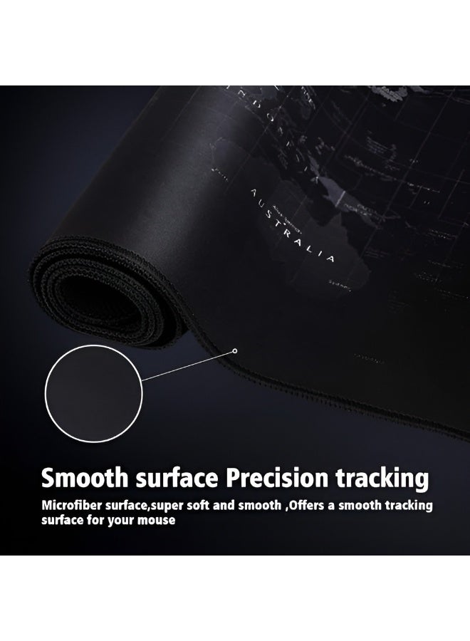 Large, waterproof, non-slip, comfortable mouse pad with high-quality ergonomic design. Perfectly -Black map - Image 5