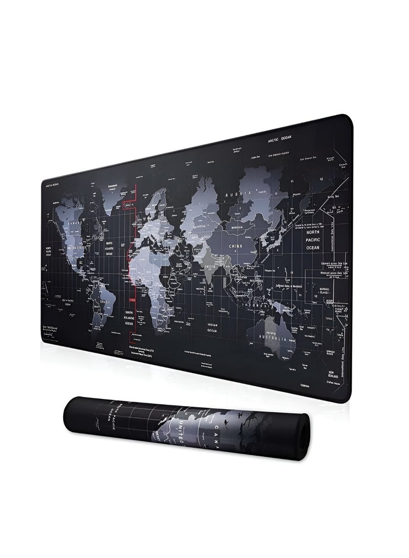 Large, waterproof, non-slip, comfortable mouse pad with high-quality ergonomic design. Perfectly -Black map - Image 1
