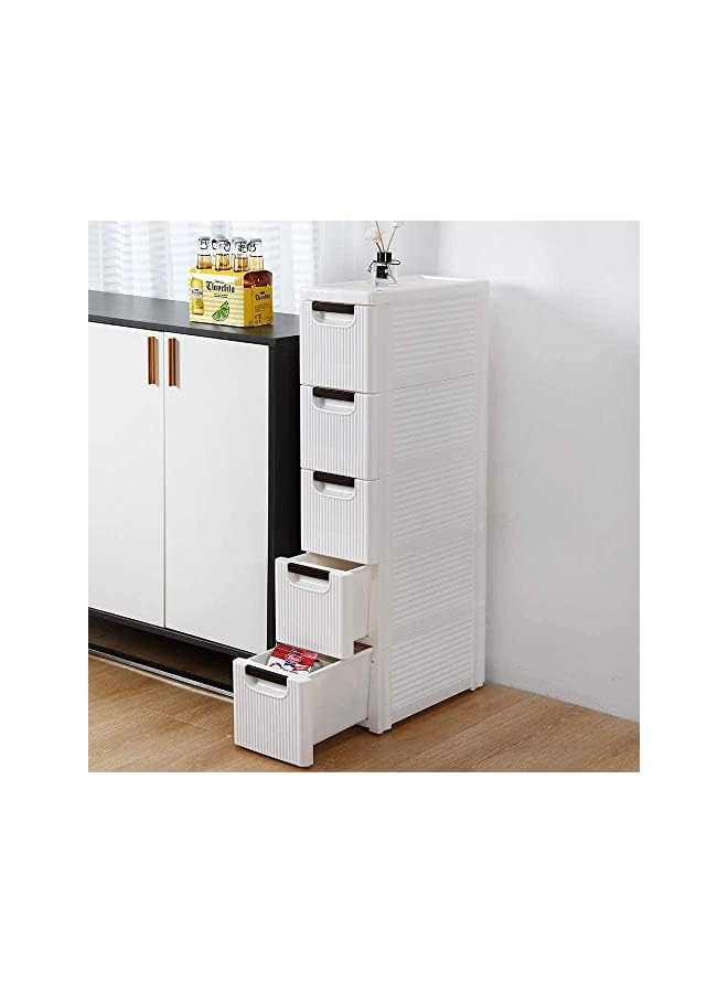 Slotted Locker, Small Bathroom Locker, Narrow Bath Organizer, Kitchen Corner Locker, White (5 layer)  - Image 2