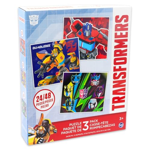 TRANSFORMERS مجموعة ألغاز متاهة ترانسفورمرز 3 عبوة مع لغزين 24 قطعة ولغز 48 قطعة ملصقات والمزيد للأطفال ألعاب ترانسفورمرز للأولاد - Image 5