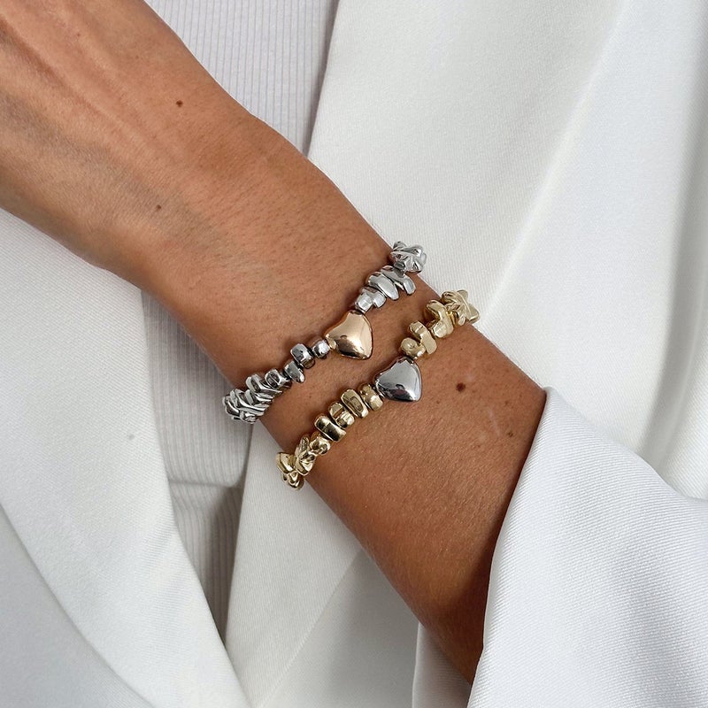 SHIXIN European and American Cross-Border Fashion Jewelry: Simple Ins Style Heart Pearl Bracelet, Unique Irregular CCB Bead Accessory - Image 3
