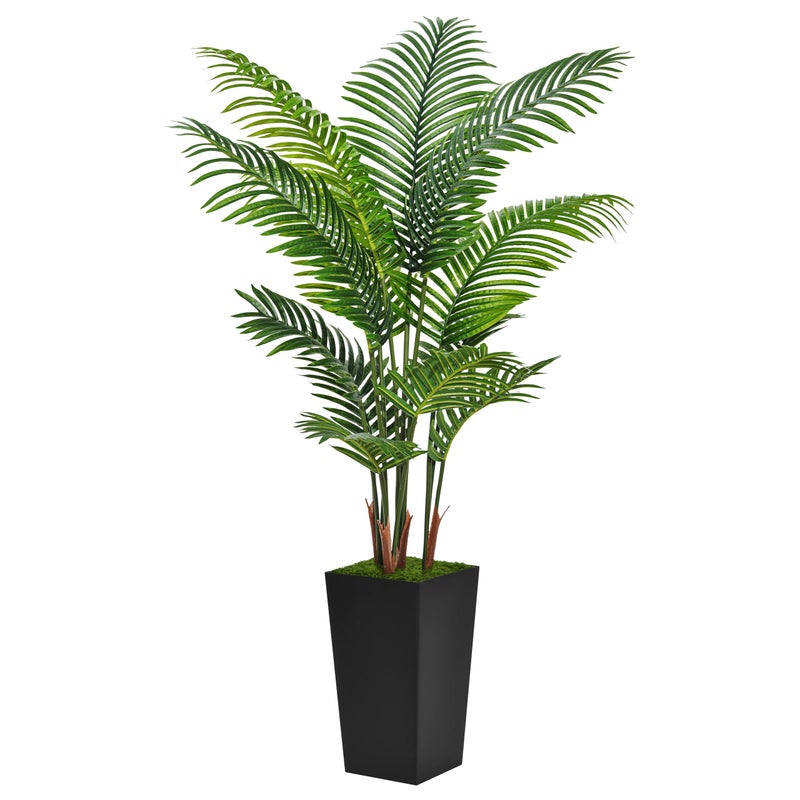 ASTIDY Artificial Palm Tree 5FT - Fake Tree with Black Tall Planter - Faux Tropical Areca Floor Plant in Pot - Artificial Silk Plant for Home Office Living Room Decor Indoor - Image 1