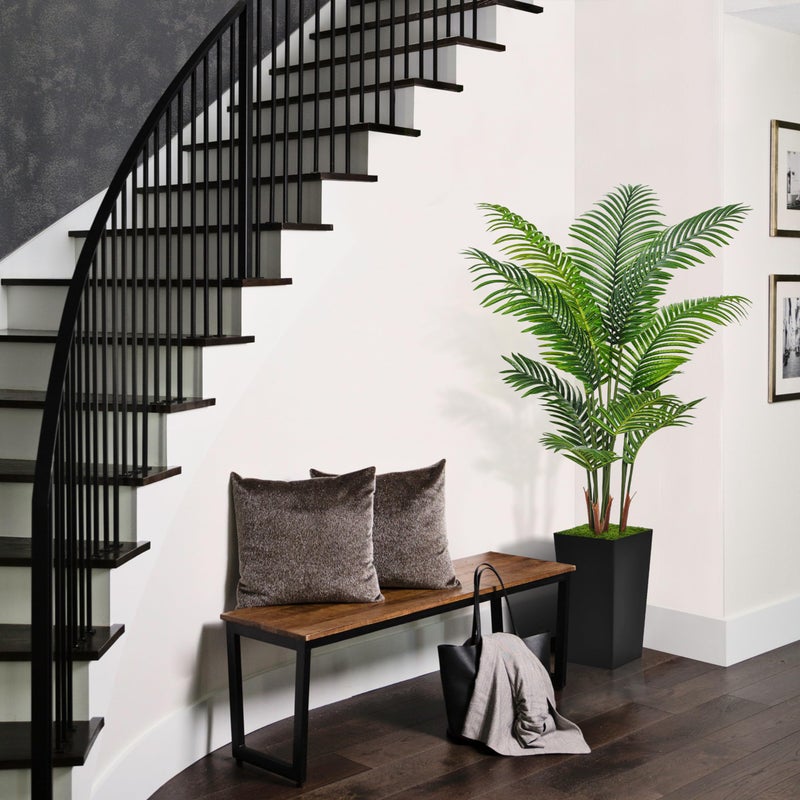 ASTIDY Artificial Palm Tree 5FT - Fake Tree with Black Tall Planter - Faux Tropical Areca Floor Plant in Pot - Artificial Silk Plant for Home Office Living Room Decor Indoor - Image 3