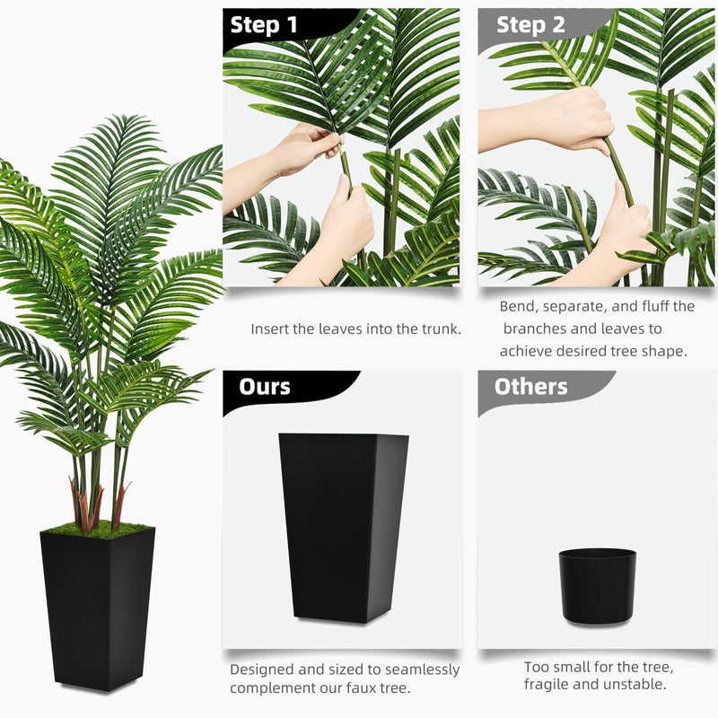 ASTIDY Artificial Palm Tree 5FT - Fake Tree with Black Tall Planter - Faux Tropical Areca Floor Plant in Pot - Artificial Silk Plant for Home Office Living Room Decor Indoor - Image 5