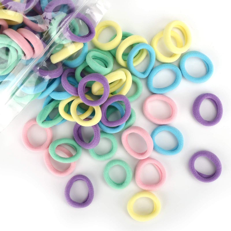 BAOLI 200PCS Baby Girl Hair Ties for Todder Girls, Mini Hair Bands No Damage, Soft Kids Hair Ties Elastics Ponytail Holders, 1 Inch in Diameter, 5 Colors - Image 1