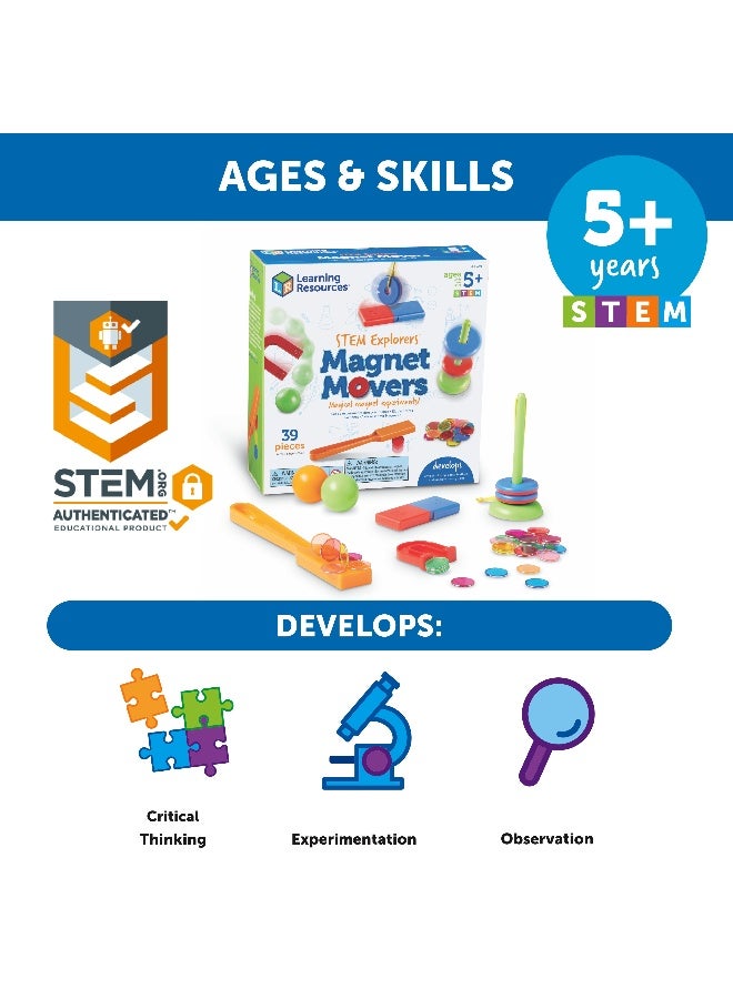 ليرننج ريسورسز مجموعة تجارب مغناطيسية عملية من STEM Explorers Magnet Movers من Learning Resources للأطفال من سن 5 سنوات فما فوق - Image 4