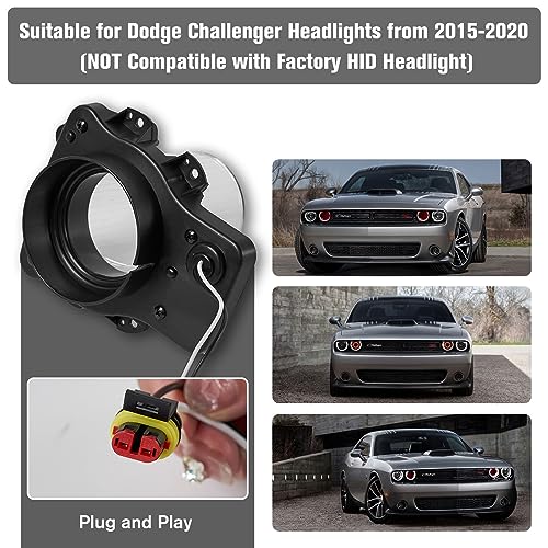 LitMiRaCle Dodge Challenger Headlights Bulbs, LED Headlamps Air Inserts Assembly Compatible with 2015-2020 Dodge Challenger, Plug and Play, Super Bright Red and White Lights(Red, 2PCS) - Image 5