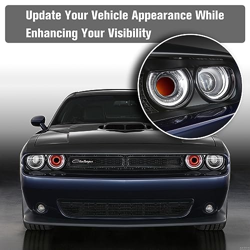 LitMiRaCle Dodge Challenger Headlights Bulbs, LED Headlamps Air Inserts Assembly Compatible with 2015-2020 Dodge Challenger, Plug and Play, Super Bright Red and White Lights(Red, 2PCS) - Image 2