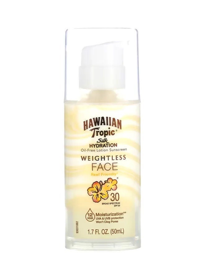 Hawaiian Tropic واقي شمس للوجه بخفة حرير مع ترطيب SPF30
