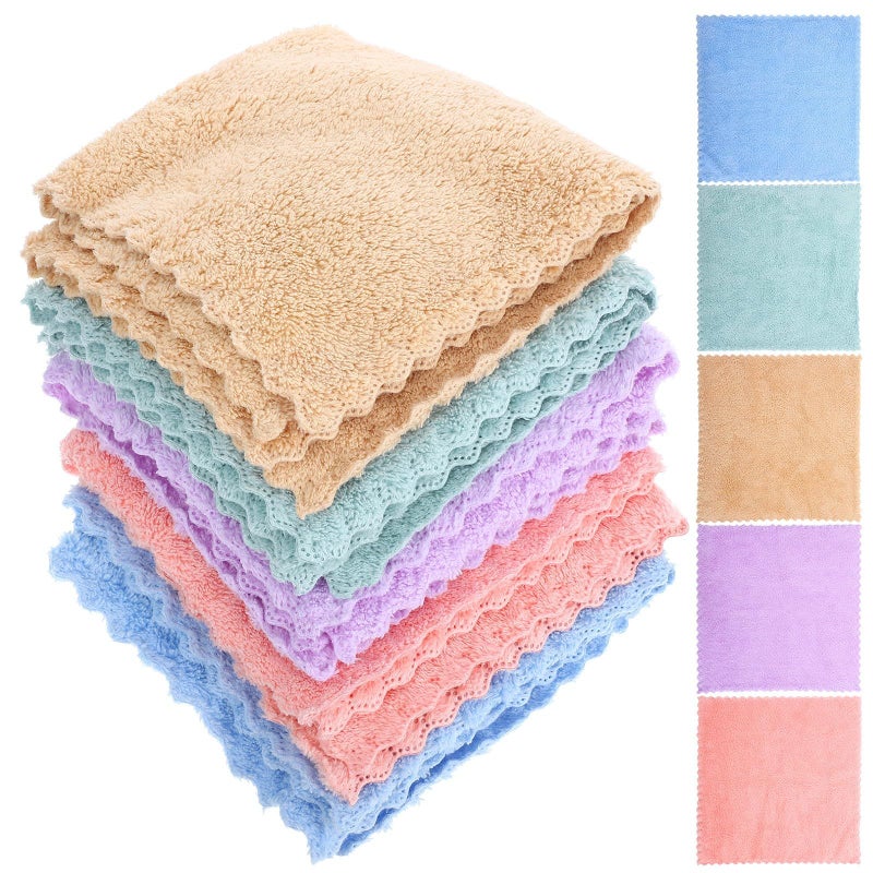 10 Coral Fleece Washcloths 30x30cm Superfine Face Towels For Soft Skin Cleansing - Image 2