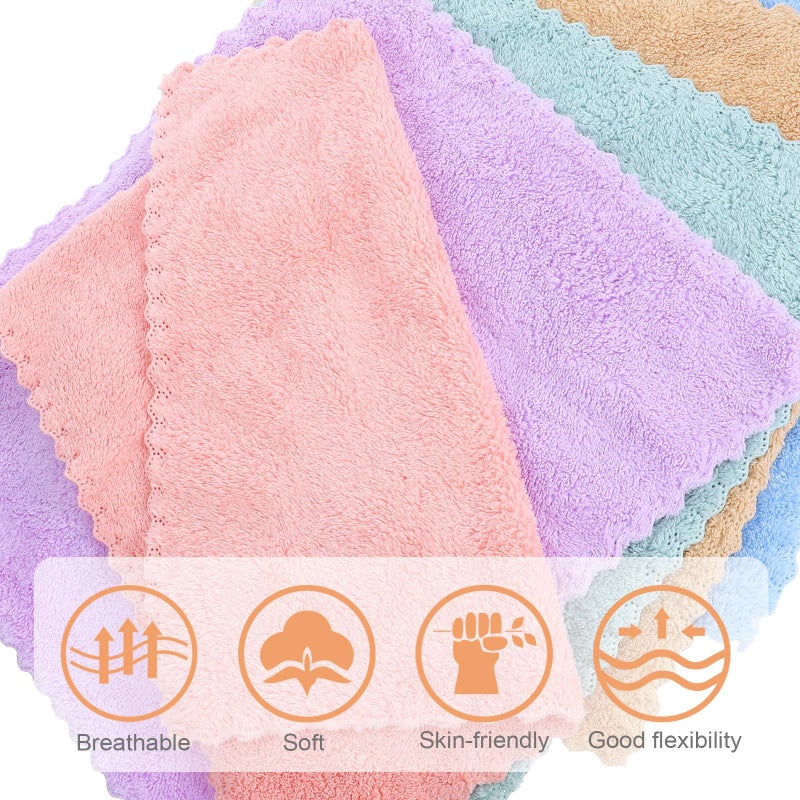 10 Coral Fleece Washcloths 30x30cm Superfine Face Towels For Soft Skin Cleansing - Image 4