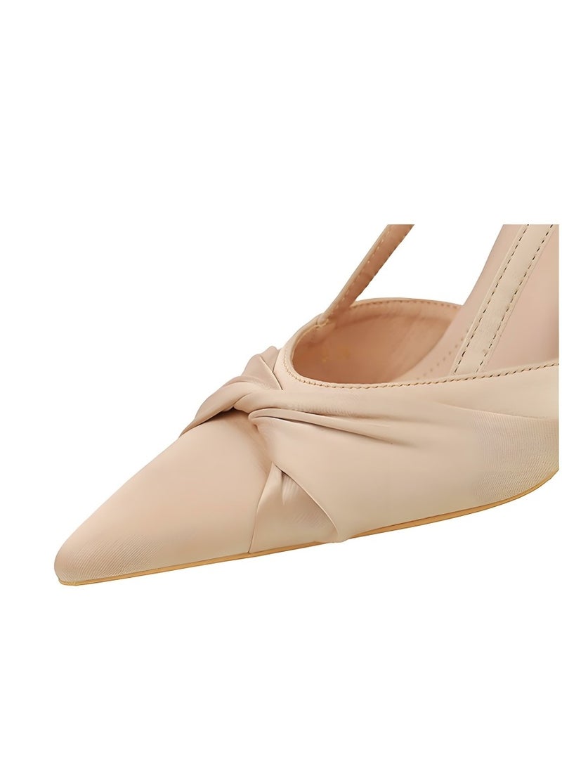 بيج تري المرأة مغلقة أشارت إصبع القدم مضخات الساتين كعب عالي مع قفل حزام ساندال الشمبانيا 9CM - Image 4