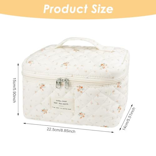MAYCREATE® Makeup Bag Floral Print Makeup Organizer Soft Cotton Travel Cosmetic Bag Large Handbag Office Stationeries Toiletries Bag, 25x15x16cm - Image 2