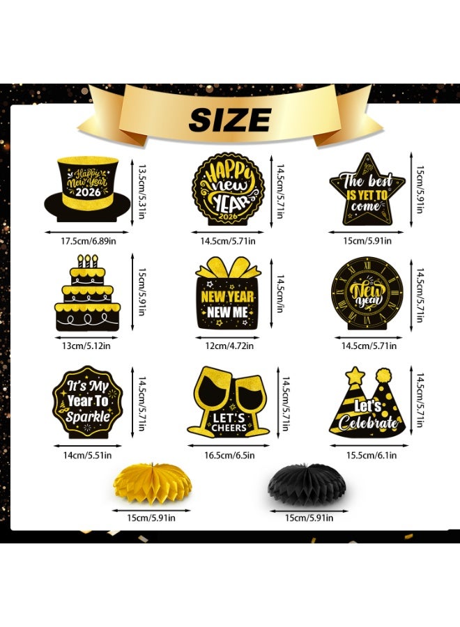 FRUITFUL PARTY 2026 New Year Party Centerpieces Decorations, 9pcs New Year Eve Party Honeycomb Centerpieces New Year Eva Honeycomb Centerpieces New Year Theme Honeycomb Decorations for 2026 New Years Decorations - Image 2