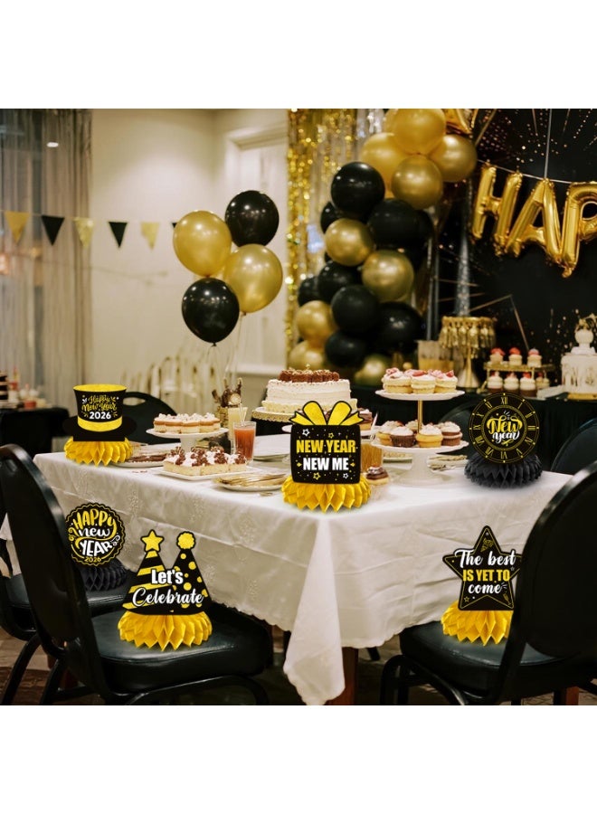 FRUITFUL PARTY 2026 New Year Party Centerpieces Decorations, 9pcs New Year Eve Party Honeycomb Centerpieces New Year Eva Honeycomb Centerpieces New Year Theme Honeycomb Decorations for 2026 New Years Decorations - Image 5