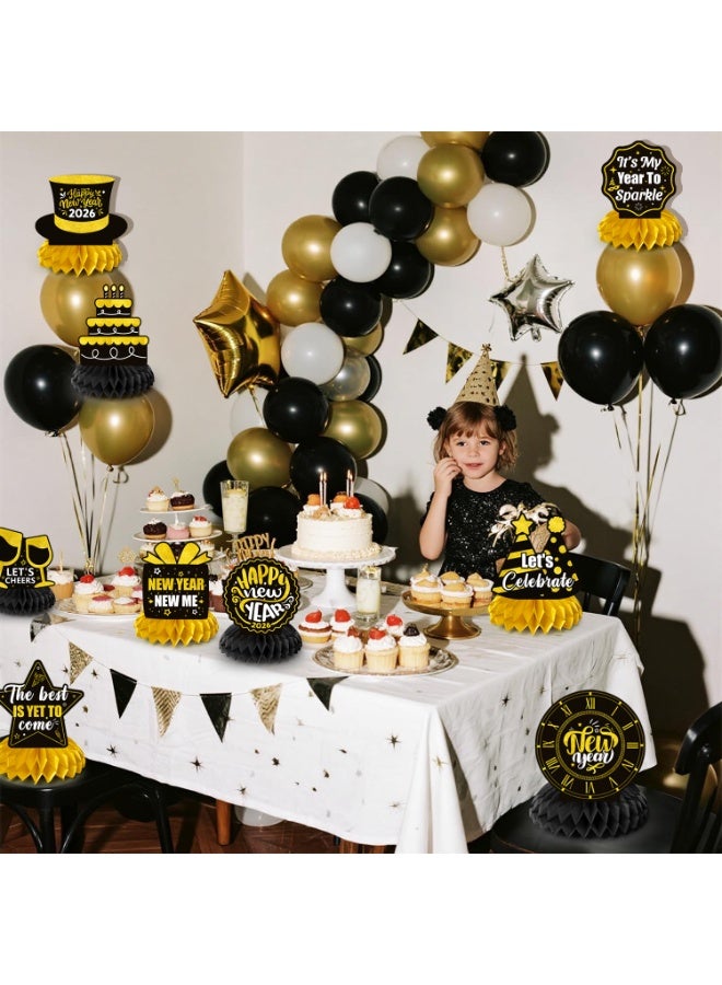 FRUITFUL PARTY 2026 New Year Party Centerpieces Decorations, 9pcs New Year Eve Party Honeycomb Centerpieces New Year Eva Honeycomb Centerpieces New Year Theme Honeycomb Decorations for 2026 New Years Decorations - Image 4