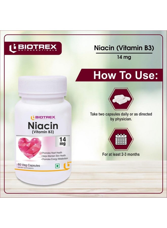 Biotrex Nutraceuticals Niacin 14mg Vitamin B3 With Inositol 50mg Supplement - 60 Veg Capsules - Image 5