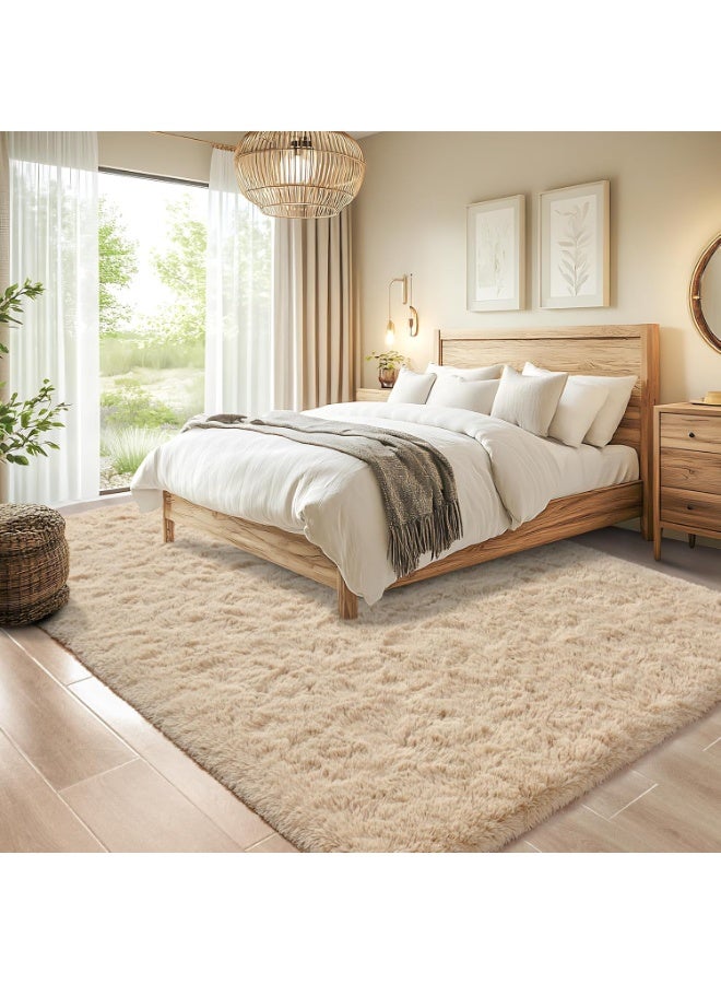Soft Fluffy Area Rug for Bedroom, Living Room, 1.2 x 1.8m, Shag Furry Rugs, Non Shedding Carpet for Nursery, Kids, Girls Room, Home Decor, Camel Color - Image 4