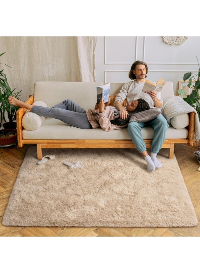 Soft Fluffy Area Rug for Bedroom, Living Room, 1.2 x 1.8m, Shag Furry Rugs, Non Shedding Carpet for Nursery, Kids, Girls Room, Home Decor, Camel Color - Image 3