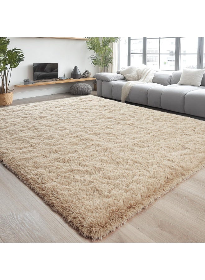 Soft Fluffy Area Rug for Bedroom, Living Room, 1.2 x 1.8m, Shag Furry Rugs, Non Shedding Carpet for Nursery, Kids, Girls Room, Home Decor, Camel Color - Image 1