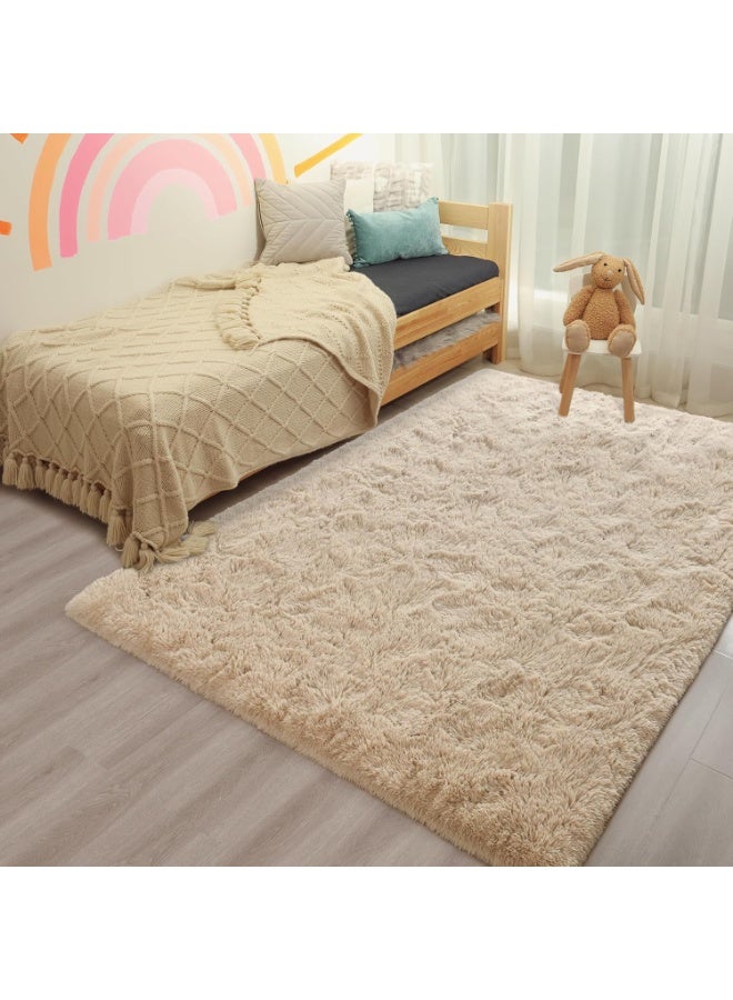 Soft Fluffy Area Rug for Bedroom, Living Room, 1.2 x 1.8m, Shag Furry Rugs, Non Shedding Carpet for Nursery, Kids, Girls Room, Home Decor, Camel Color - Image 2