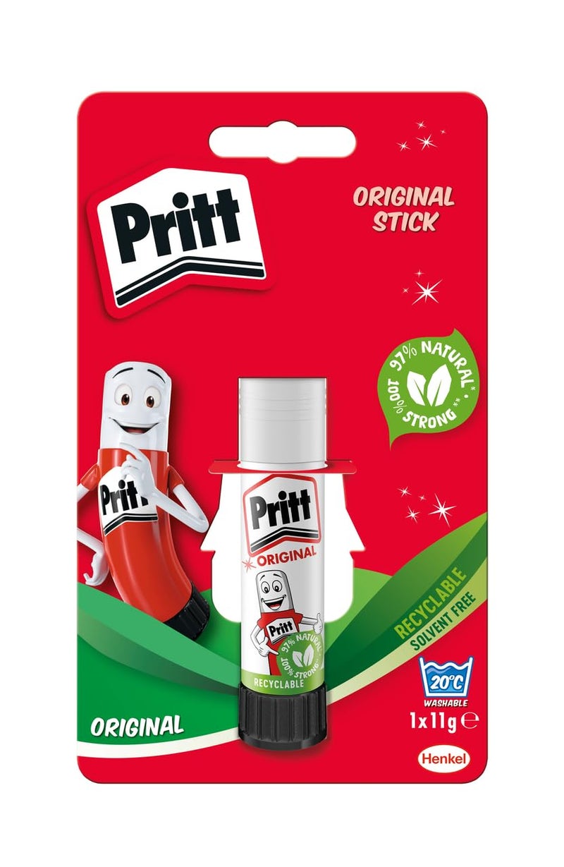 Pritt Glue Stick, Safe & Child-Friendly Craft Glue for Arts & Crafts Activities, White, 1x11g Pritt Stick, Packaging May Vary
