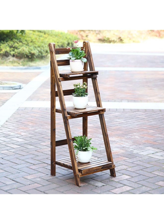 HOME TASTE 3-Tier Foldable Plant Stand – Wooden A-Frame Ladder Shelf for Indoor & Outdoor Use – Flower Pot Holder & Display Rack - Image 4
