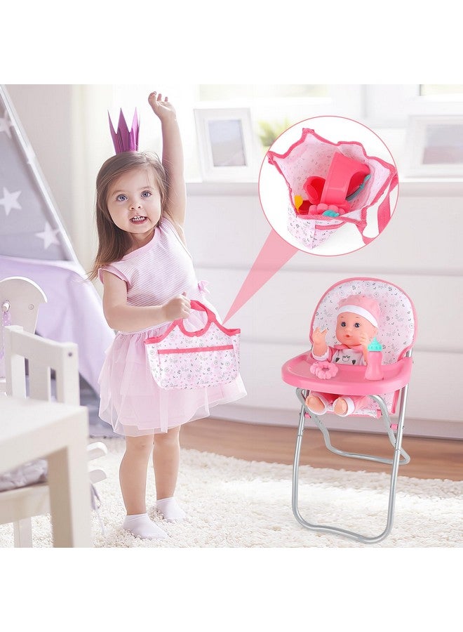 deAO Baby Doll Stroller Crib Bed Nursery Role Play Set Baby Doll Accessories and Play Mat,Travel Cot,Bouncer,Foldable Stroller and Travel Bag Birthday for Girls Boys Kids - Image 3