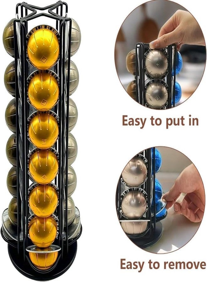 Miuly Coffee Capsule Holder For Nespresso Vertuoline , Coffee Capsule Stands Rotating Pod Rack holds 28 Nespresso Vertuo Pods, Black - Image 4