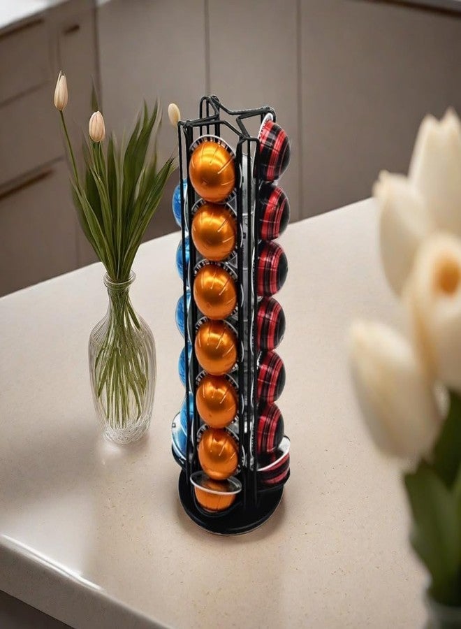 Miuly Coffee Capsule Holder For Nespresso Vertuoline , Coffee Capsule Stands Rotating Pod Rack holds 28 Nespresso Vertuo Pods, Black - Image 5