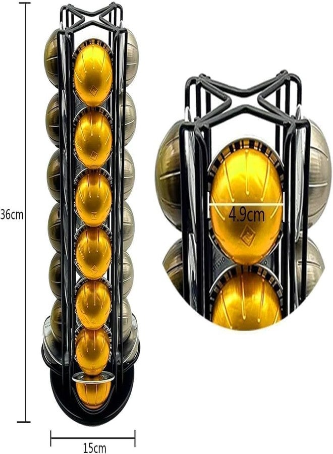 Miuly Coffee Capsule Holder For Nespresso Vertuoline , Coffee Capsule Stands Rotating Pod Rack holds 28 Nespresso Vertuo Pods, Black - Image 3