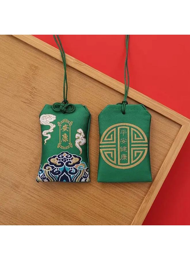 2pcs Green Chinese Embroidered Blessing Sachets Empty Fragrance Amulet Pouches - Image 1