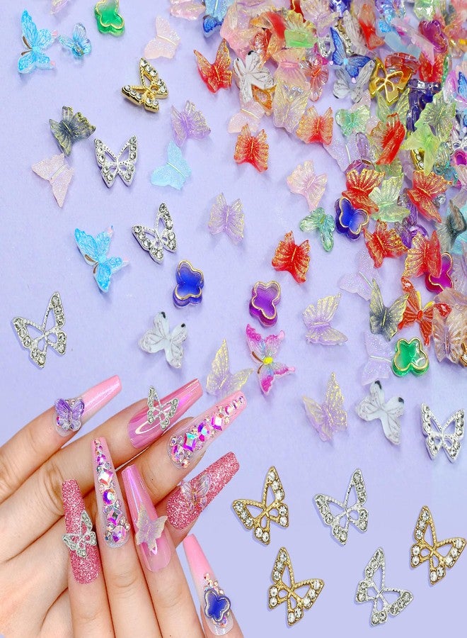 Uotey 320 Pcs Assorted Mix Color Acrylic Resin & Alloy Bow 3D Butterfly Nail Charms & Gems for Nail Art DIY Craft Accessories - Image 4