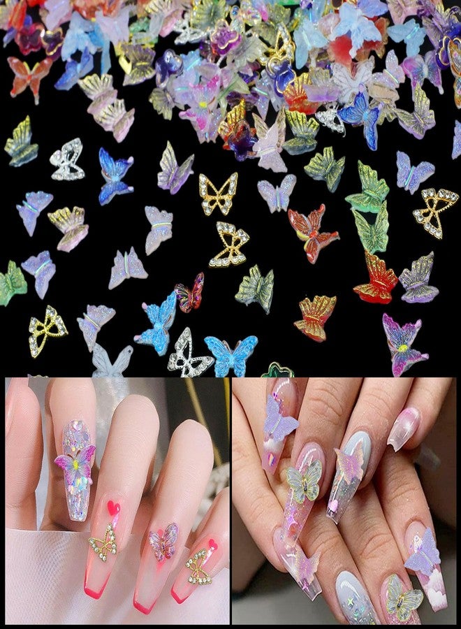 Uotey 320 Pcs Assorted Mix Color Acrylic Resin & Alloy Bow 3D Butterfly Nail Charms & Gems for Nail Art DIY Craft Accessories - Image 5