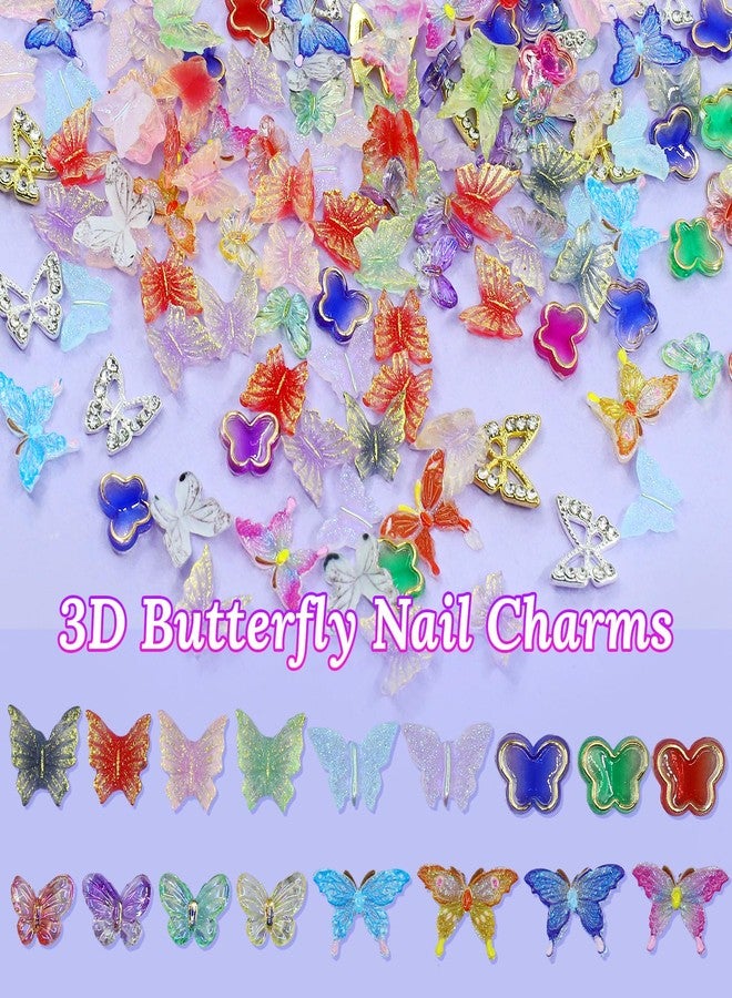 Uotey 320 Pcs Assorted Mix Color Acrylic Resin & Alloy Bow 3D Butterfly Nail Charms & Gems for Nail Art DIY Craft Accessories - Image 3