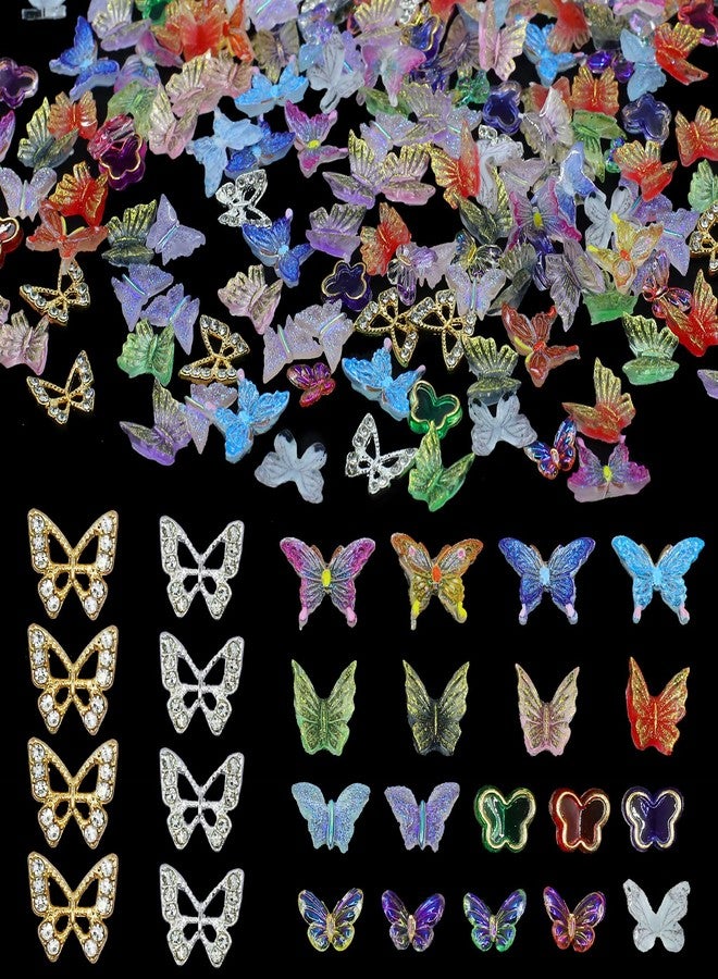 Uotey 320 Pcs Assorted Mix Color Acrylic Resin & Alloy Bow 3D Butterfly Nail Charms & Gems for Nail Art DIY Craft Accessories - Image 1