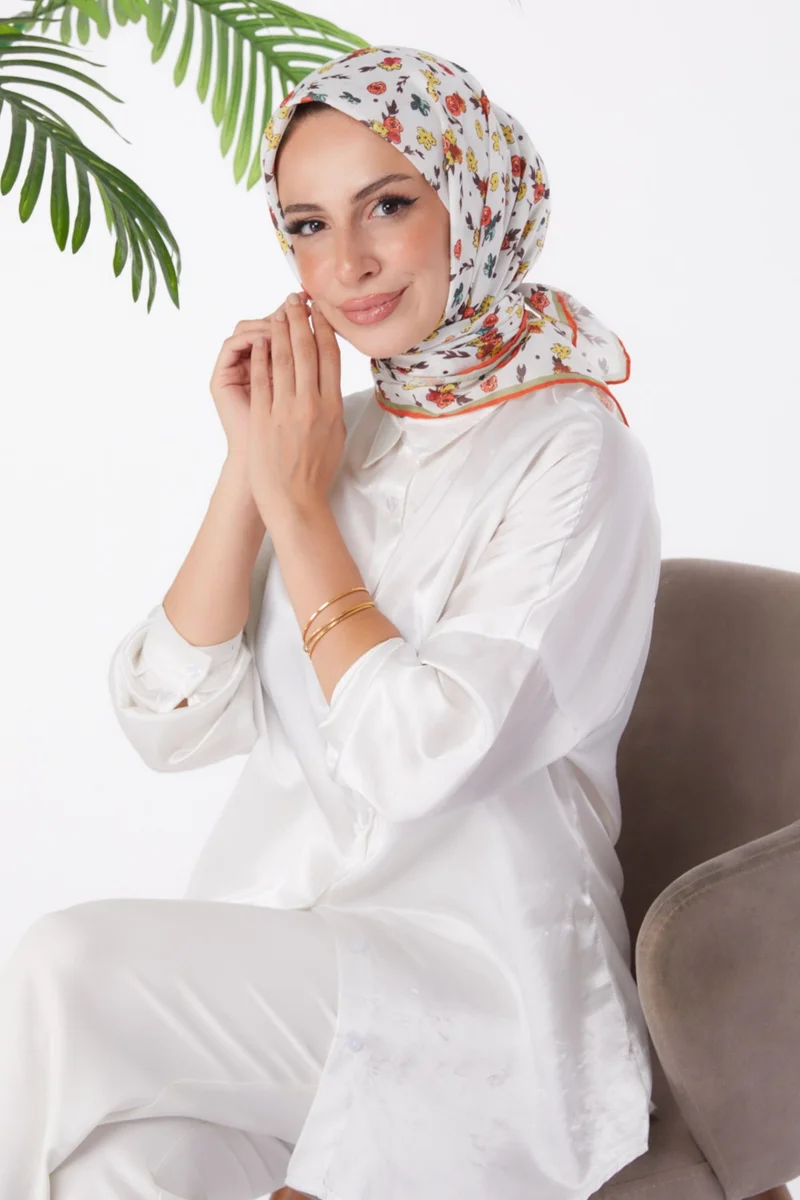Tofisa Plain Medium Women's Tile Patterned Scarf - 25978