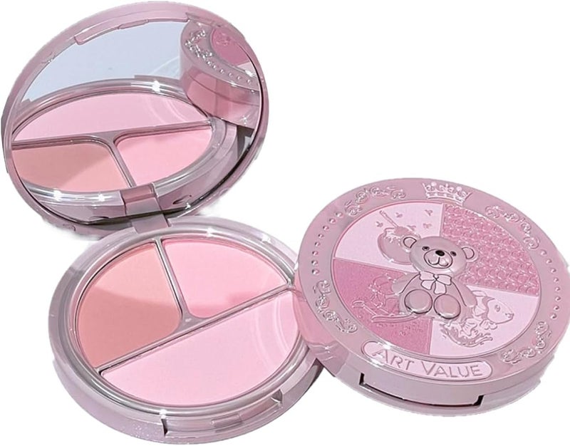 3in1 Blush Powder Palette Rose Coral Rosewood Pink Blush Natural blushers for cheeks make up peach coral pink matte 01