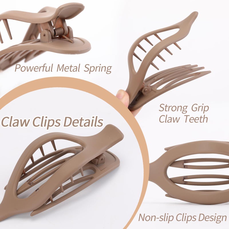 Glaudmeiss 6 Packs Flat Claw Clips for Women, French Concord Flat Hair Clip, Matte Curved Hair Claws Clip for Thin Thick Hair, Lay Down Claws Clips, Durable Strong Hold Hair Clip - Image 3