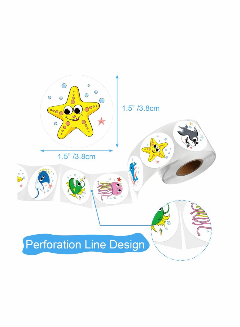 Zikra 4 volumes Adorable Round Sea Animal Stickers, 16 Vibrant Designs Ocean Animal Stickers Cartoon Animal Labels for Kids Children Teacher Prize Motivational Stickers (1Inch) - Image 2